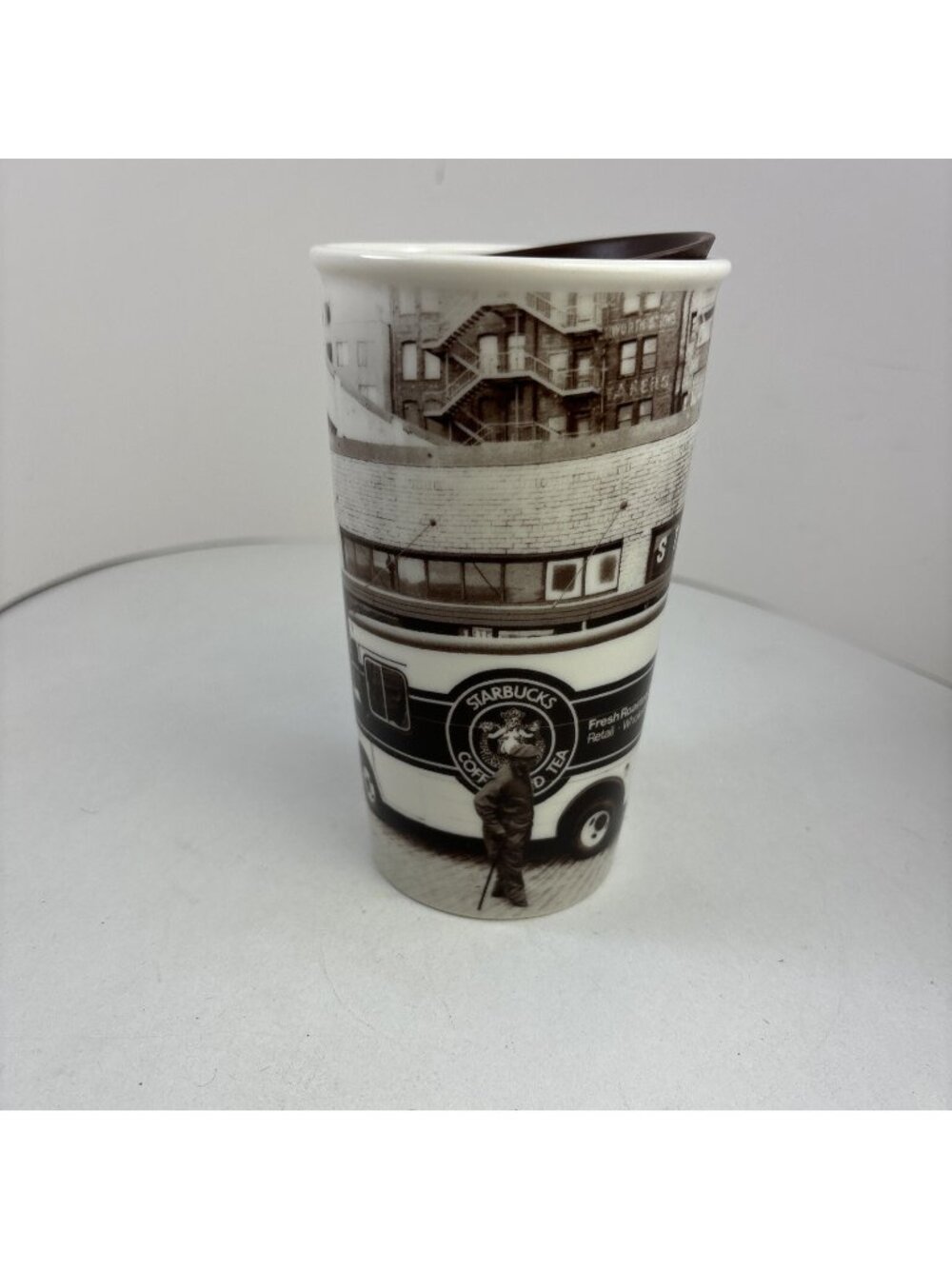 Starbucks 1912 Pike Street Seattle Ceramic Traveler 16 ounce Coffee Cup Tumbler - Picture 1 of 6